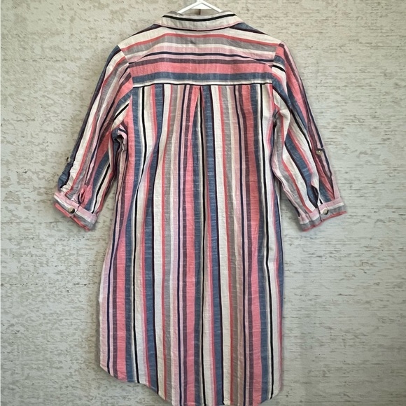 Mlle Gabrielle Vertical Striped Shirt Dress Sz XL Button Up Spring Easter Colors - Picture 10 of 15